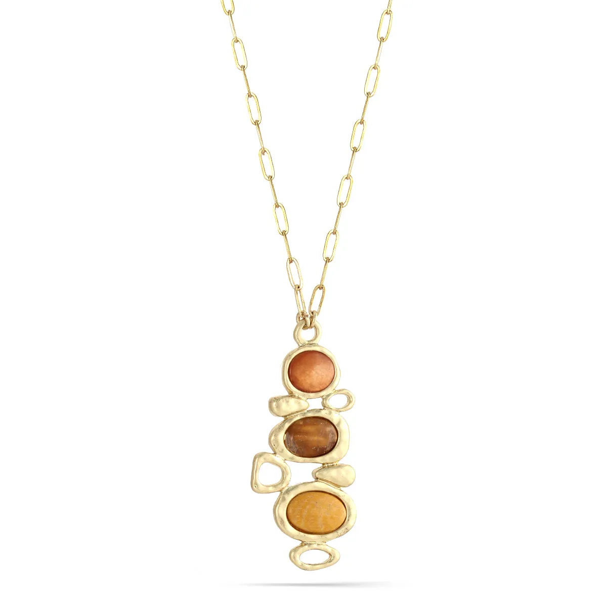 YELLOW AND ORANGE STONE PENDANT NECKLACES #209NT12 (9E6/3C2)