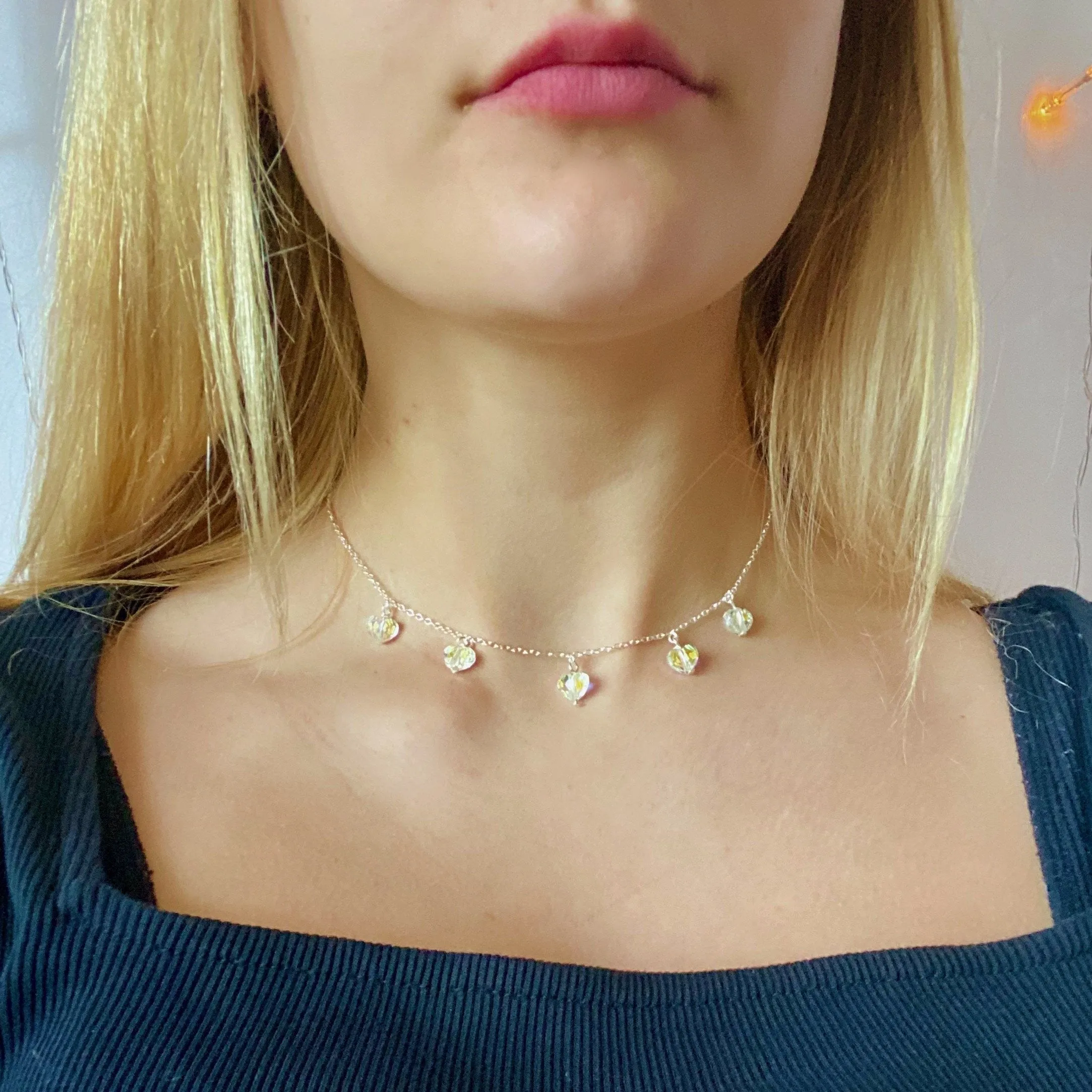 Yellow Diamond Crystal Heart Necklace