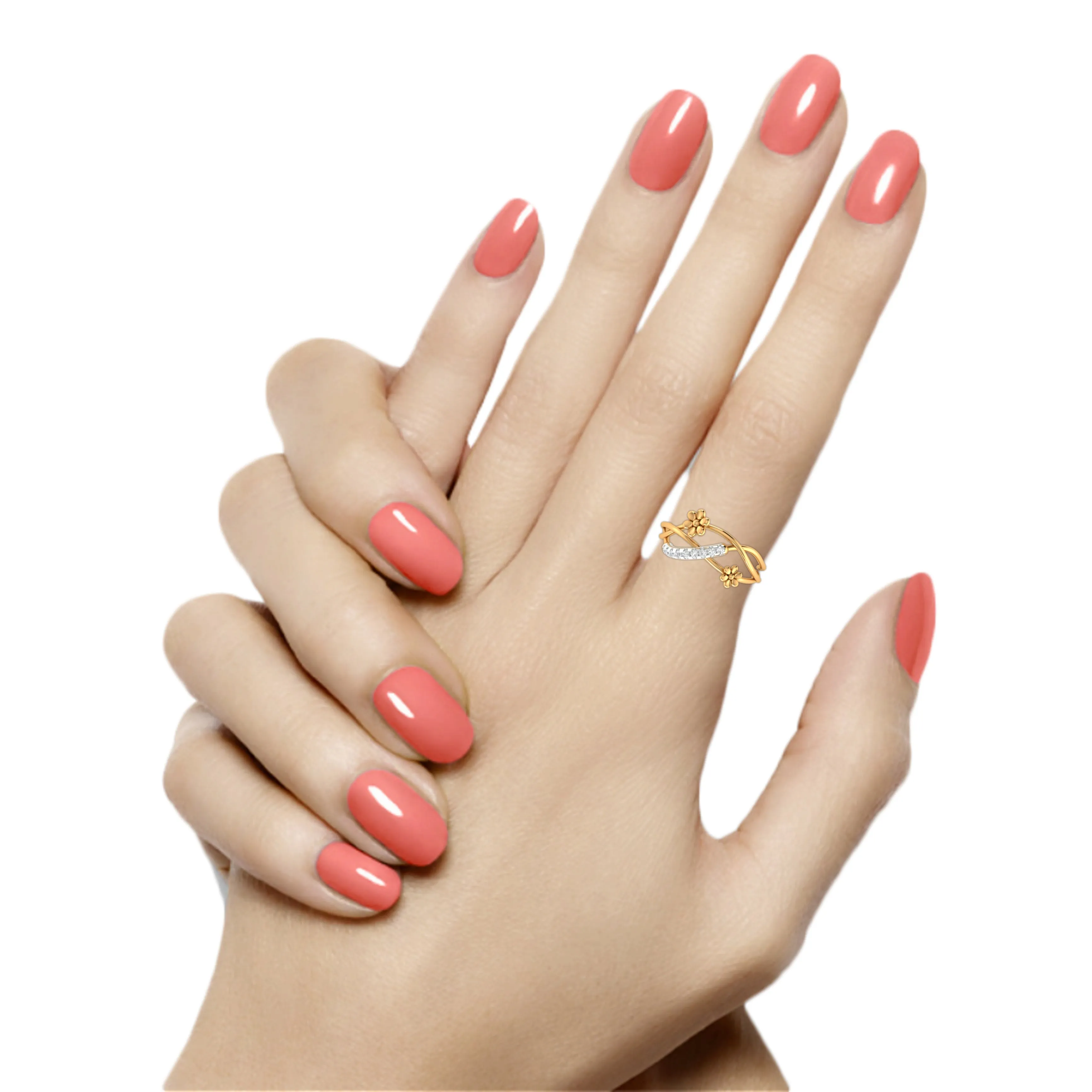 Yellow Gold Adjustable Silver Elegant Open Infinity Twist Intertwined Duo Floral Ring For Woman
