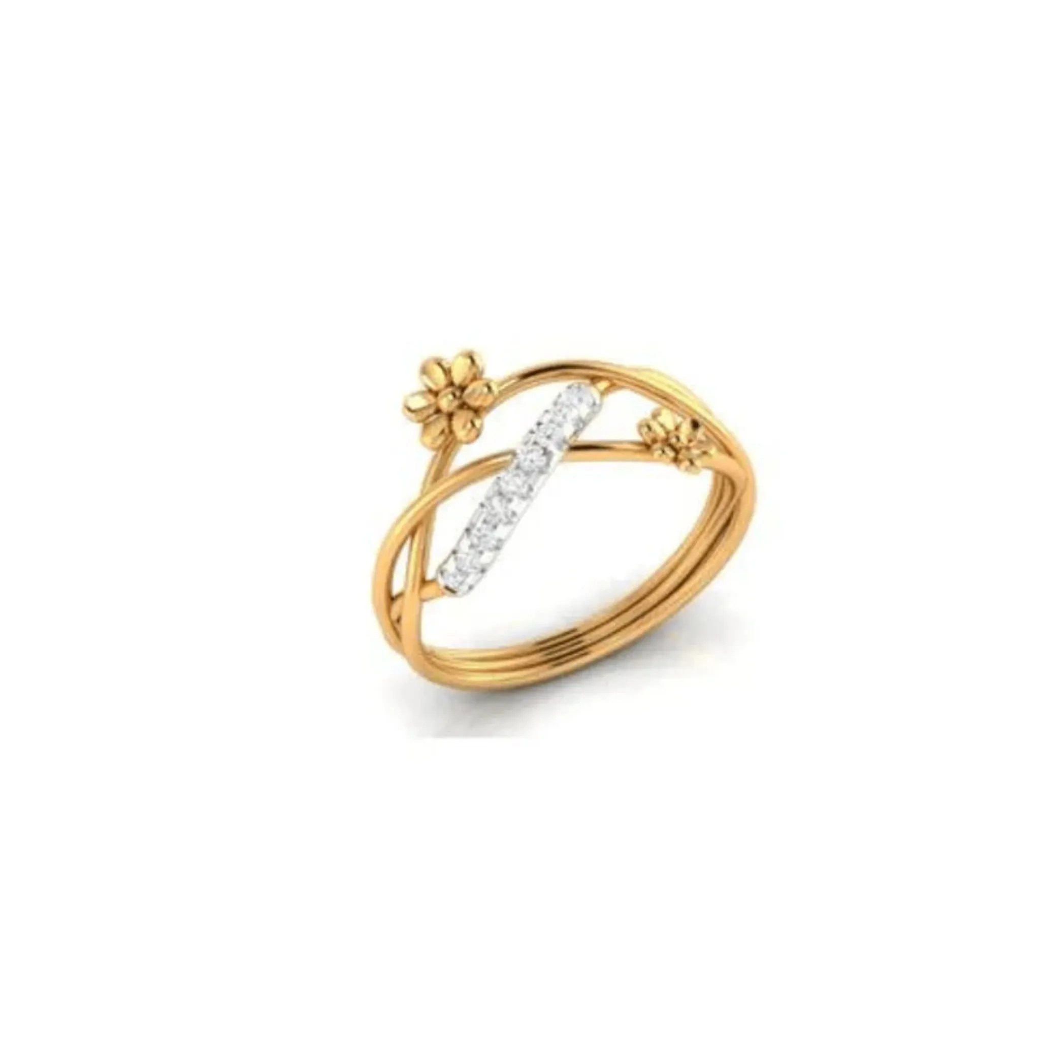 Yellow Gold Adjustable Silver Elegant Open Infinity Twist Intertwined Duo Floral Ring For Woman