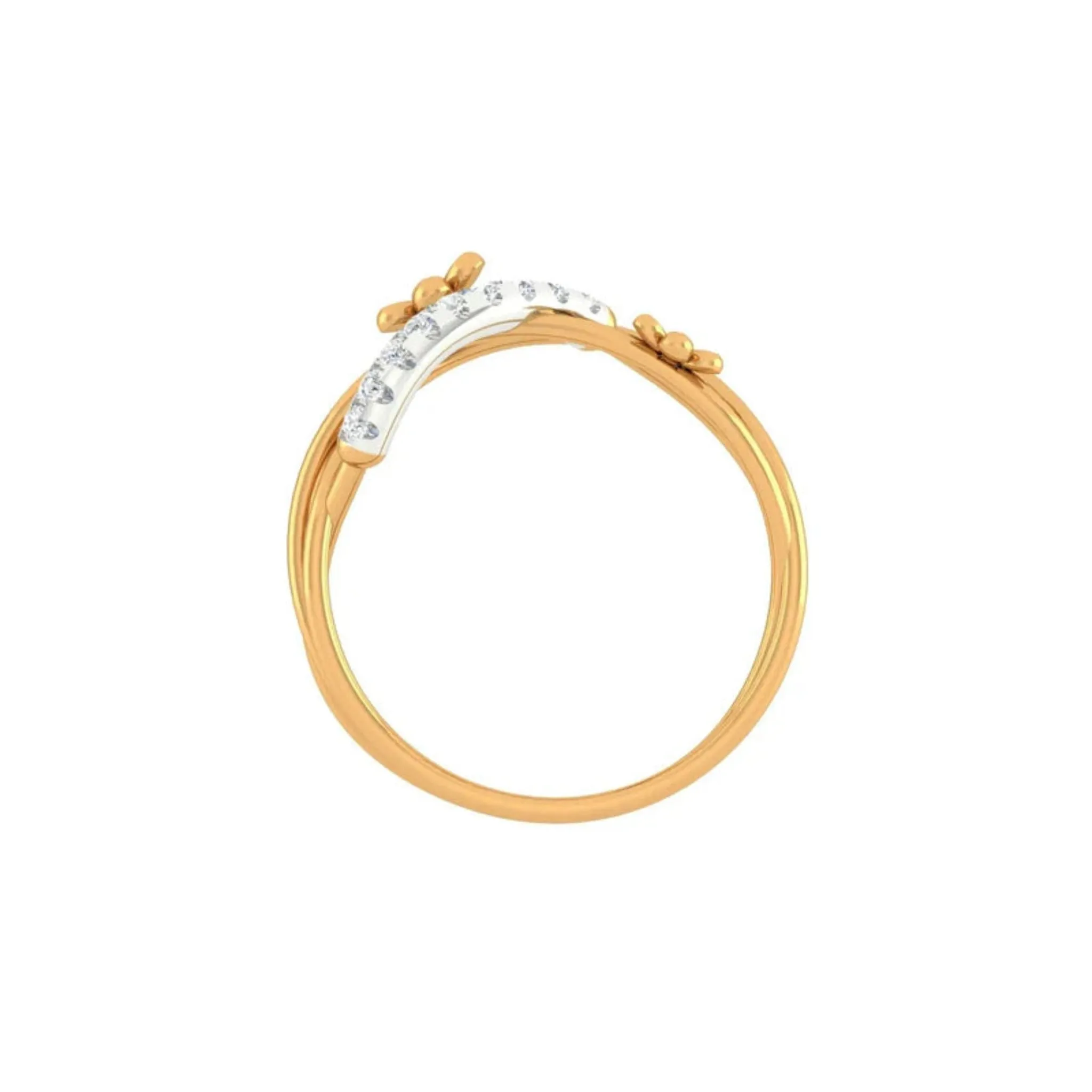 Yellow Gold Adjustable Silver Elegant Open Infinity Twist Intertwined Duo Floral Ring For Woman