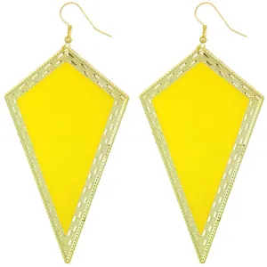 Yellow Inverted Triangular Geometric Earrings