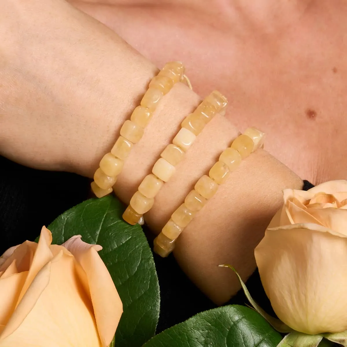 Yellow Quartz | Silver | Gemstone Pebble Macrame Bracelet