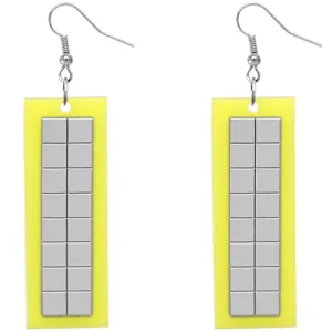 Yellow Rectangular Reflector Drop Earrings